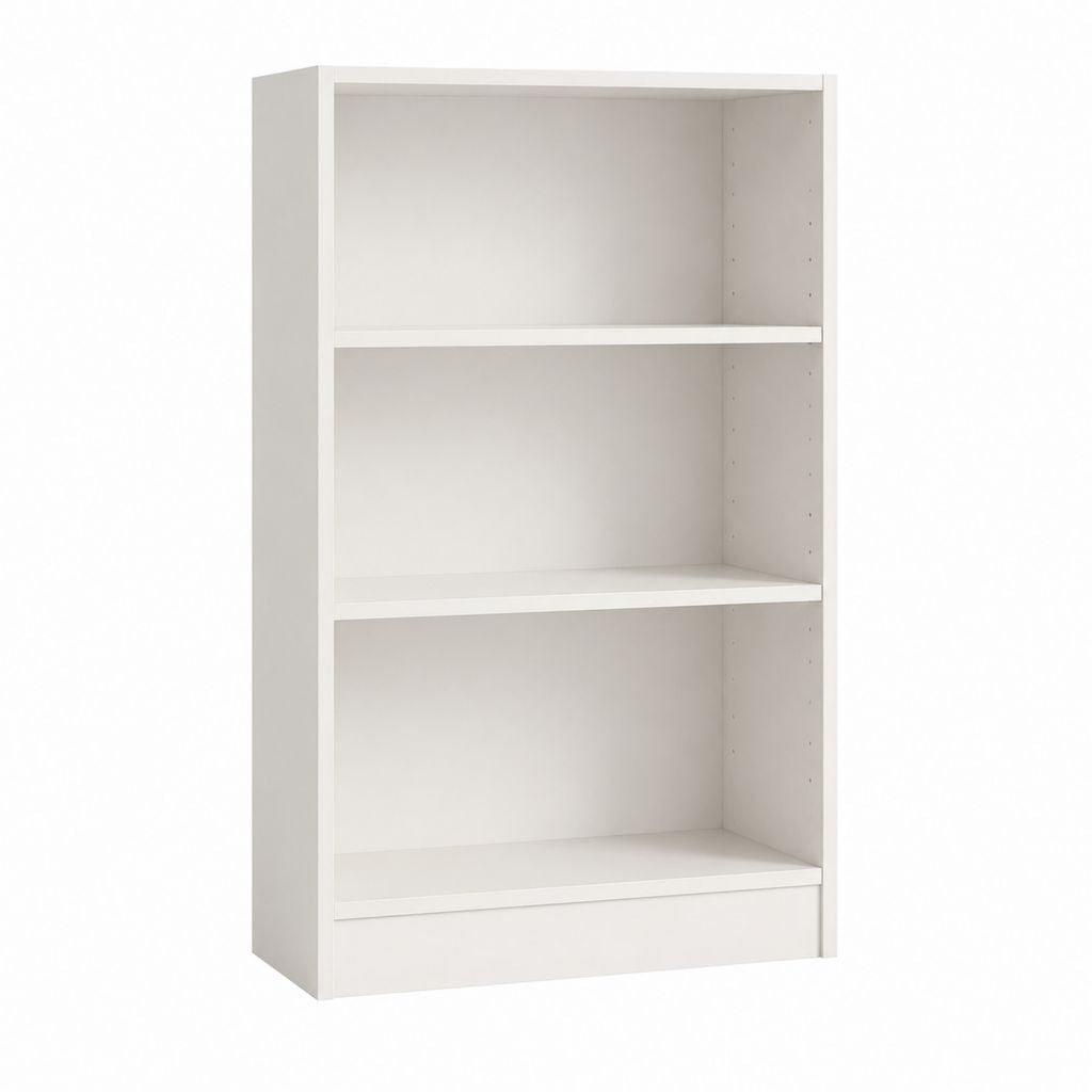 Bibliothèque blanche en panneaux de particules mélaminés rectangulaire 60 x 30 x 106 cm à 3 étagères réglables