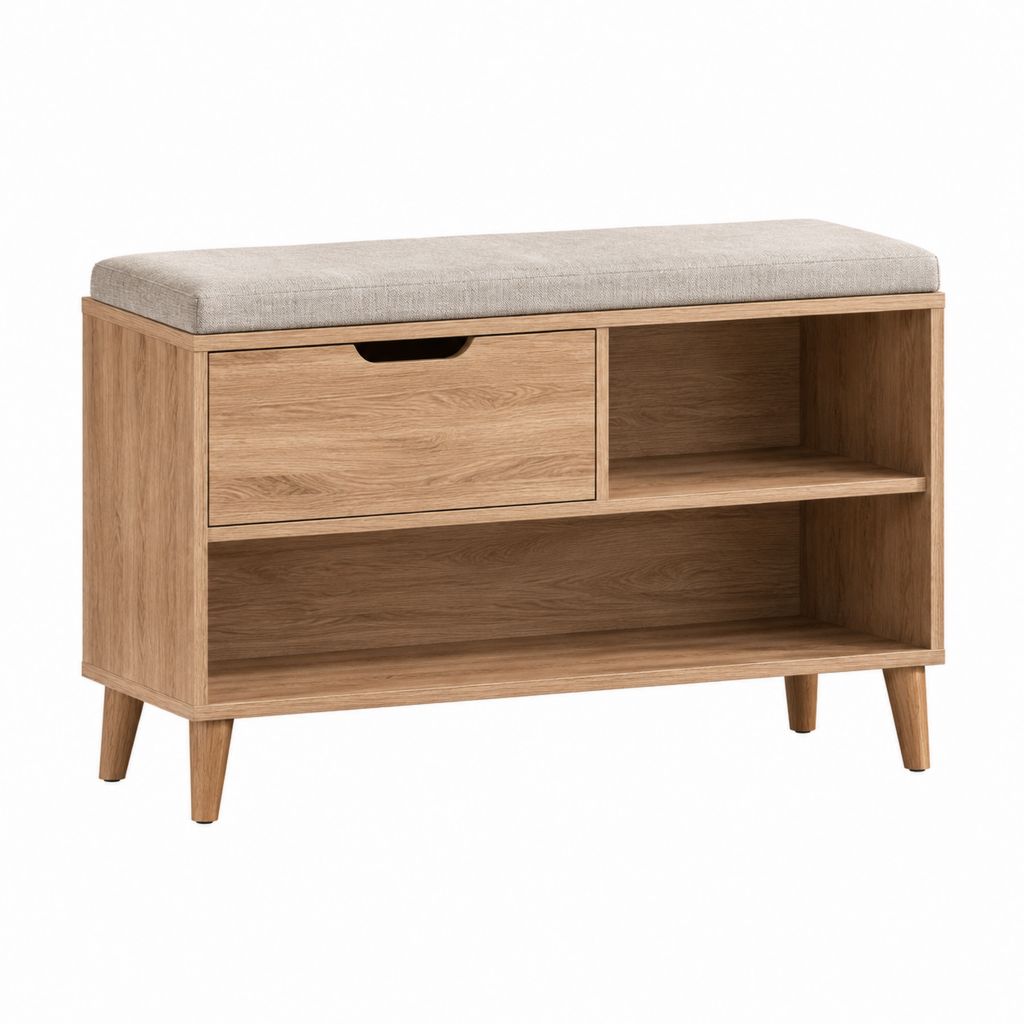 Banc à chaussures avec rangement chêne clair panneaux de particules 100 x 35 x 50 cm