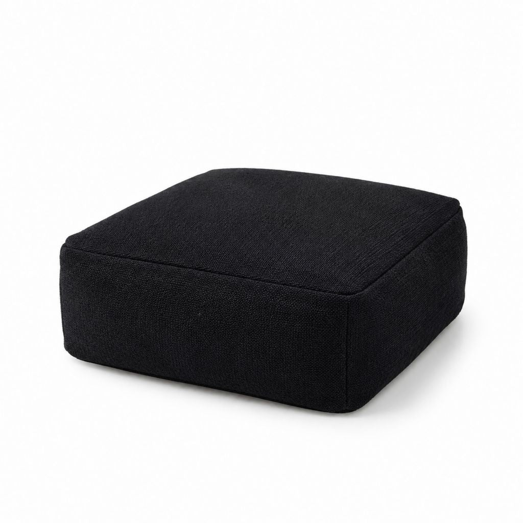 Pouf repose-pieds carré noir en polyester 70 x 70 x 25 cm