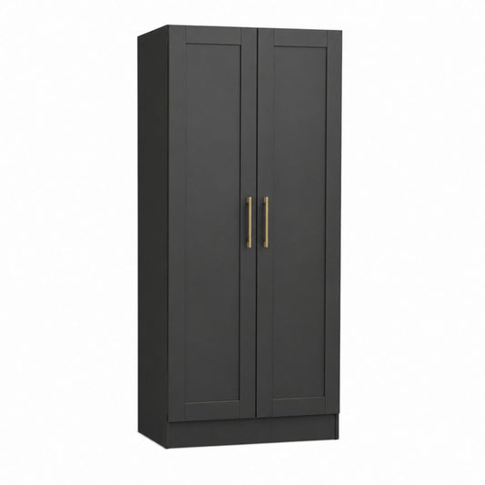 Meuble à chaussures 2 portes noir en MDF 80 x 40 x 180 cm