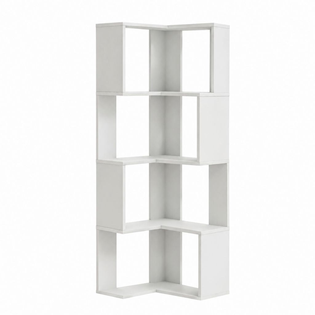 Bibliothèque colonne blanche en panneaux de particules mélaminés 60 x 30 x 160 cm