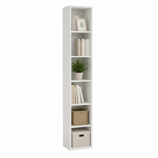 Bibliothèque colonne rectangulaire blanche en panneaux MDF mélaminés 180 x 30 x 30 cm
