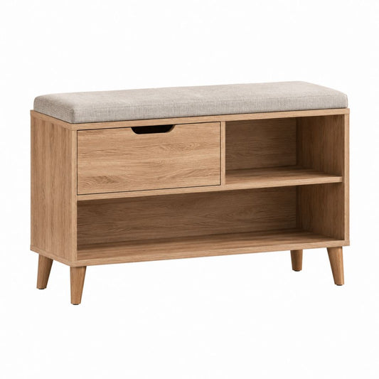 Banc à chaussures avec rangement chêne clair panneaux de particules 100 x 35 x 50 cm
