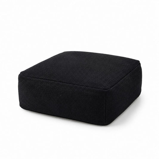 Pouf repose-pieds carré noir en polyester 70 x 70 x 25 cm